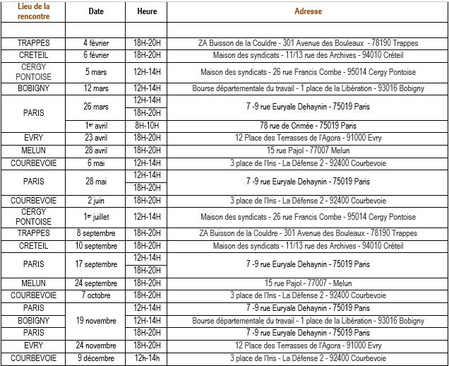 calendrier 2020 accueils adherents cfdt idf
